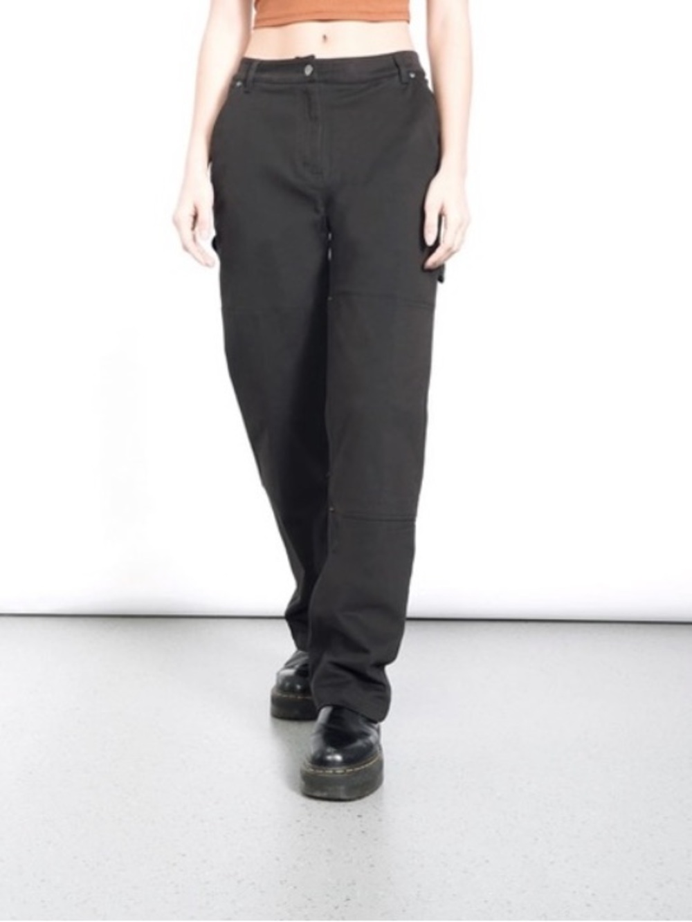 Wildfang essential work pants double knee carpenter brush twill black small (24)